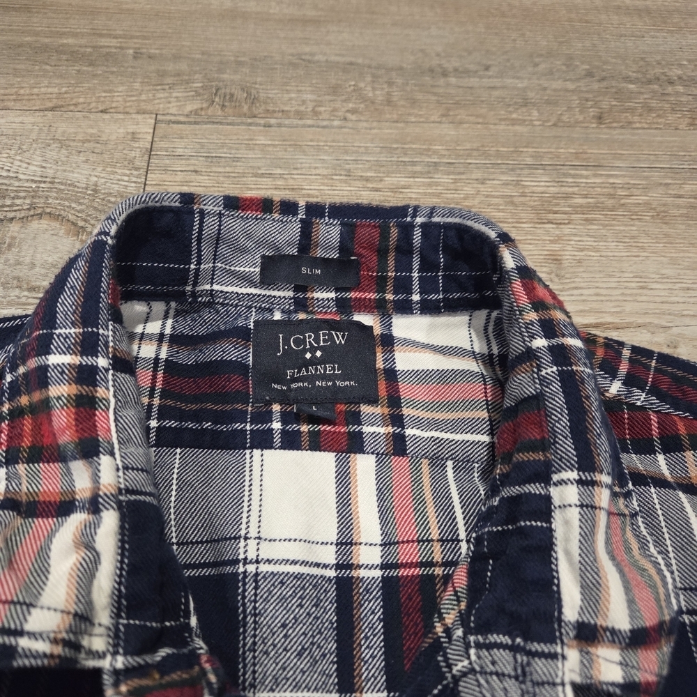 J.Crew Button Down Flannel Slim Fit Long Sleeve Shirt Mens Size Large - Picture 3 of 8